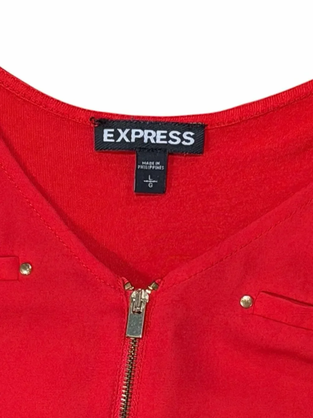 Michael Kors Red V Neck Zip Front Tank Top Women Large